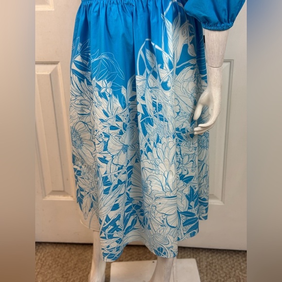 MARY KATRANTZOU Blue and White Floral Midi Dress - Picture 16 of 16